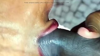 Desi Village Pregnant Wife Blowjob Sex - Red Lipstick Bhabhi Sucks Husband's Big Black Cock Viral Video