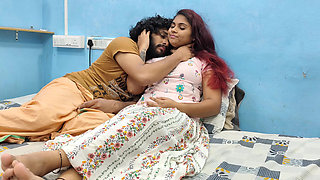 T shirt and skirt hot romantic lip lock in bedroom romancce