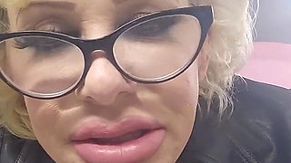 Oiled Bimbo GILF with Glasses