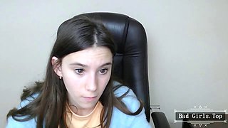 Skinny Brunette Webcam Teen Flaunts Small Tits