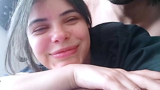 Brunette teen shakes her ass on her amatuer bf in a few positions