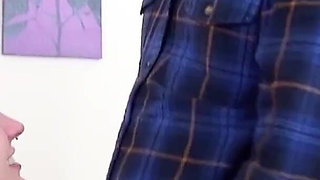 Blonde skinny teen with hairy pussy Carly Rae fucked hard by tattooed guy