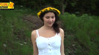 Smoking fetish with brunette in sexy lingerie