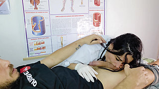 A real nurse's blowjob, surprised by the patient's erection