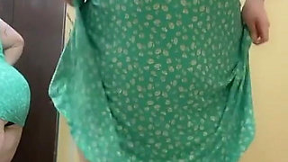 Cute Chubby Stepmom Bounces Huge Boobs in Sundress in Dressing Room