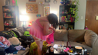 Pink Sissy Maid Works Hard