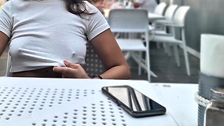Flashing Boobs in a Restaurant