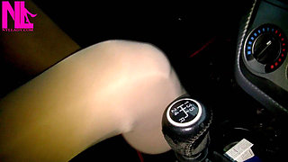 Driving in Nude Pantyhose and Bworn Buckled Pumps