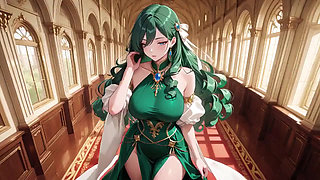 Green Queen on the Golden Throne! Lazy Seduction in a Silk Gown, What Secrets Hide Beneath?