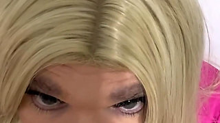 Sexy Crossdresser Leaking Cum on Dildo Then Sucks It