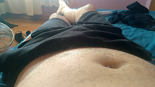 Amateur boy puts his thick dick in the foreground