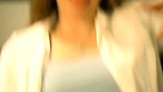 Amateur brunette fucks two big cocks