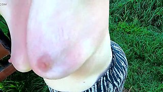 Bouncy Tits Slapped Hard in Public Outdoor BDSM Action