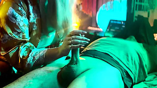 Naughty Show and Tell Game With My Hairy Step Aunt Ends in Handjob Cumshot