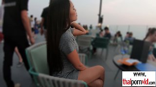 Petite amateur Thai teen Cherry spends some time on lovers big white cock