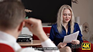 Blonde New Boss Informs Eager Employee That Rimming Her Ass During Intense Anal Ass-Licking Is Standard Procedure For