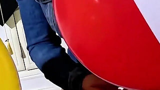 Denim Beach Ball Humiliation. Deepthroat, Popping, Doggy and Double Cum