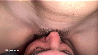 Husband buries his face in my pussy, drinks my squirt and swallows every drop