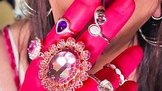 All In Pink! The Fabulous Smoker Tina Snua Wears Pink Latex Gloves & Rings & Smokes A cigarette For You