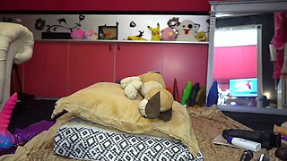 Blonde tight pussy babe solo toy fun in glamour masturbation