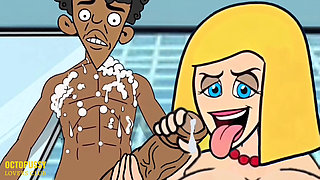 Stepmom Takes a Shower and Helps Stepson Empty His Balls of Sperm