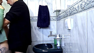Step-niece Alone in the Bathroom and Rubbing Himself Dryhump Against Her.