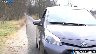 Hitchhiker Tiffany Tatum making out with the driver amirah