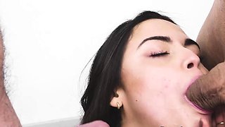 Spanish Bukkake Queen Takes Endless Loads in Her Mouth and