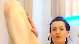 The Bitch Has Fun to the Music, Oils Her Beautiful Body. Plays with a Hairy Pussy. Hot MILF Ginnagg