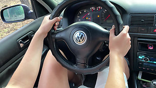 Revving Her Man to the Edge Real Car Breakdown Climax!