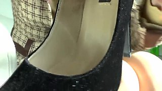 German MILF Lady Victoria Valente Pee in High Heels - Foot Fetish POV JOI