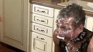 Submissive Slave Covered in Messy Delight