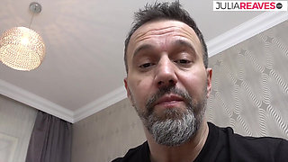 Skinny girl sucks a huge dick then dildo fuck her pussy