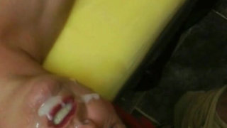 He Cums a Huge Load of Sperm Into My Open Mouth and All Over My Face, I Love Such a Hot Cumshot and Want More of It.
