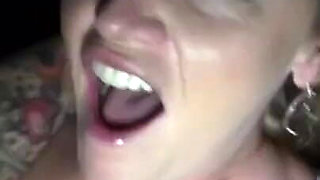 Fists and gapes pussy in adult theater