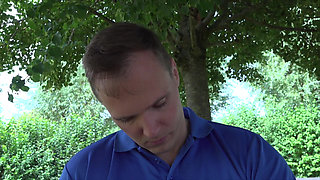 T-girl Bella Gold is showing off all her assets in open air