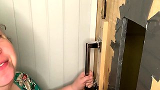 Big titted glory hole blowjob slut fucks and loves facial