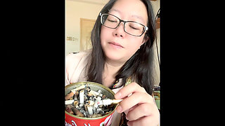 Smoking Asian MILF Stacking My Cigarette Tower + Impromptu Striptease