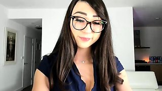 Cute amateur brunette naughty in solo jerking show on camera