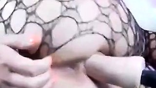 Big-Titted Blonde Rides Her Fuck Machine