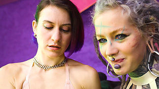 Double Latex Sluts Stretch Each Other Wide with Steel Dildo - ATP to Gape