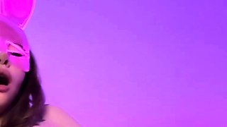 Dirty tramp in a bunny mask rides a dildo - stellar