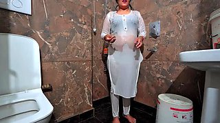 Desi Indian Bhabhi Seduced and Fucked Hard by Jija in Shower - Big Ass Doggy Style & Tight Pussy