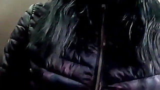 Blue Leather Cameltoe & Downjacket Fetish Sloppy Oral, Spit Play & Cum on Clothes