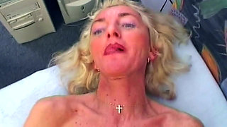 Busty Mature Blonde Creampied and Fingers Dripping Pussy
