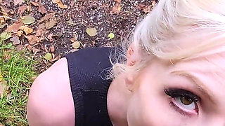 Public Pissing Blond Nylon Babe Gets Cum on Her Pantyhose