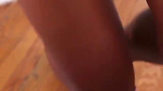 Ebony slim teen Leah Luxxx POV blowjob deepthroat cum swallow