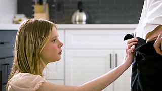 Barely legal teen Coco Lovelock pleasures lucky dude in the kitchen