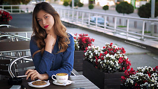 Magnetic Russian Beauty Playing with Cigarette Smoke
