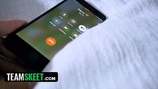 Step sisters Demi Sutra & evelin stone take turns sucking and riding bf's big shaft - teamskeet